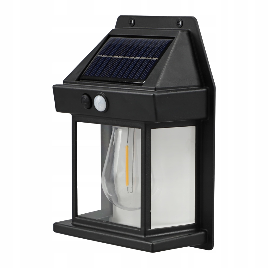Lampada da parete solare LED con sensore LED/3,7V 600 mAh IP44 nera