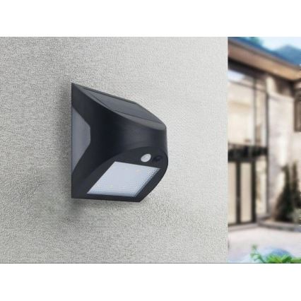 Lampada da parete solare LED con sensore LED/3W/3,7V 3000/4000K 1200 mAh IP54 nera