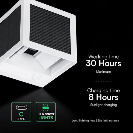 Lampada da parete solare LED con sensore LED/9W/3,7V 3000/4000/6000K IP65 2600 mAh bianca