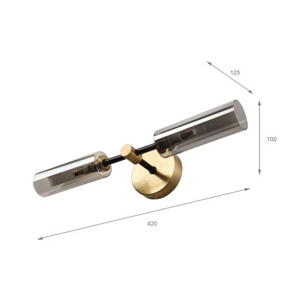 Lampada da parete TESSA 2xG9/5W/230V ottone/nero fumé