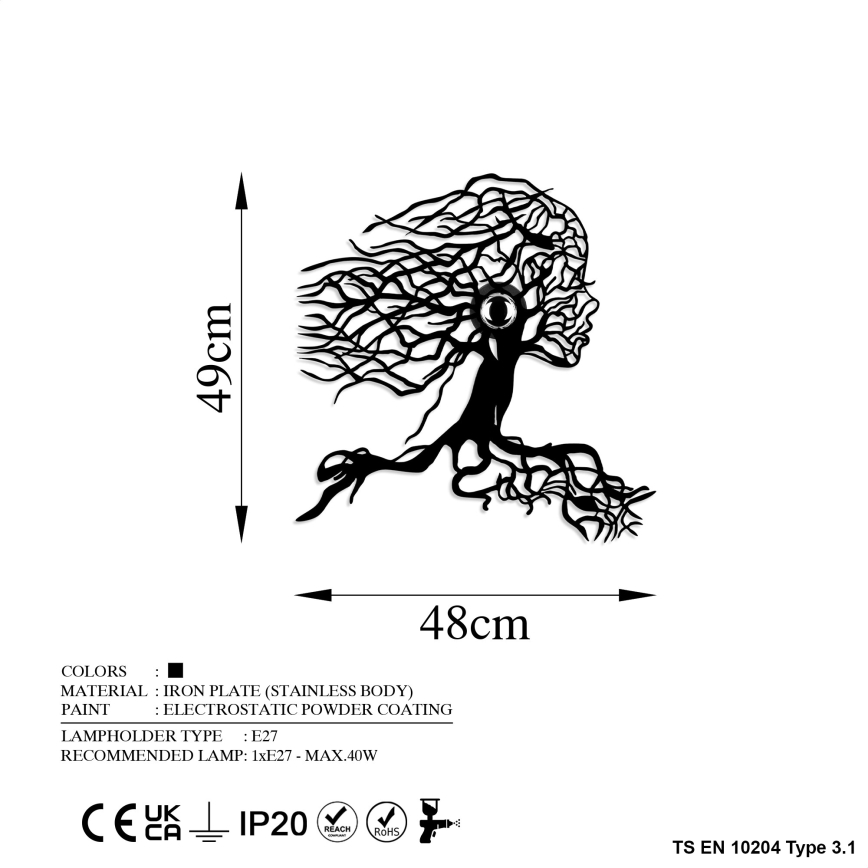 Lampada da parete TREE WOMAN 1xE27/40W/230V nera
