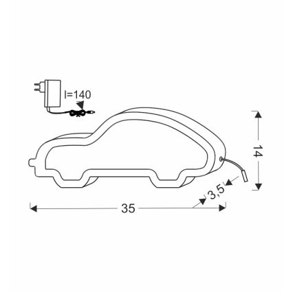 Lampada da scrivania LED per bambini CAR LED/11W/230V nera