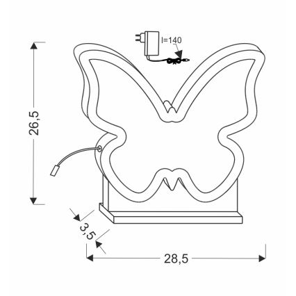 Lampada da scrivania per bambini a LED BUTTERFLY LED/14W/230V rosa