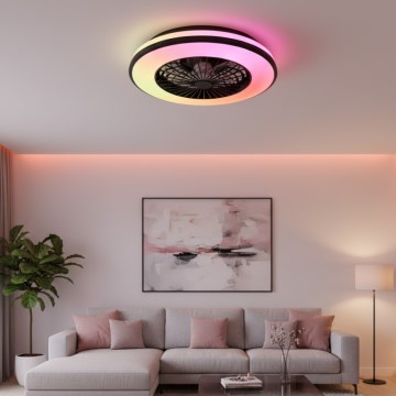 Lampada da soffitto dimmerabile LED RGBW con ventilatore VENTELUX LED/48W/230V 3000/4000/6500K Ø 48,5 cm nero + telecomando