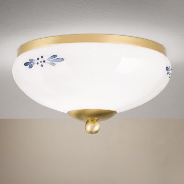 Lampada da soffitto LANDHAUS 1xE27/60W/230V diam. 21 cm ottone/bianco/blu
