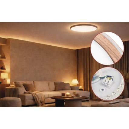 Plafoniera LED dimmerabile ILVI LED/30W/230V 2700-6500K Ø 40 cm finitura effetto legno + telecomando