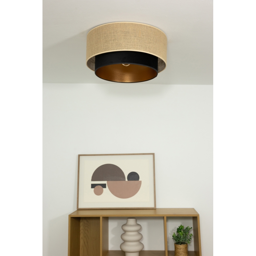 Lampada da soffitto SARTA 1xE27/60W/230V Ø 45 cm nero/iuta