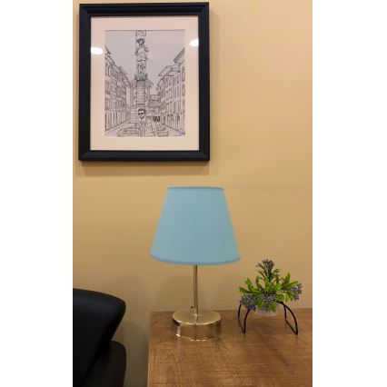 Lampada da tavolo 1xE27/60W/230V blu/cromo lucido