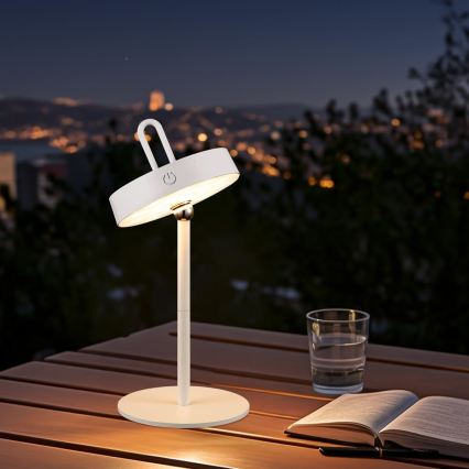 Lampada da tavolo LED dimmerabile ricaricabile a sfioramento per esterni GENTLE LED/1,5W/3,7V 3000 mAh IP44 bianca