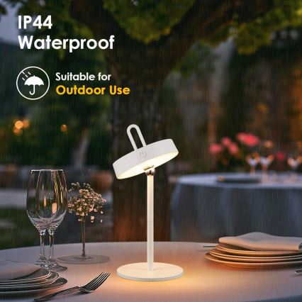 Lampada da tavolo LED dimmerabile ricaricabile a sfioramento per esterni GENTLE LED/1,5W/3,7V 3000 mAh IP44 bianca