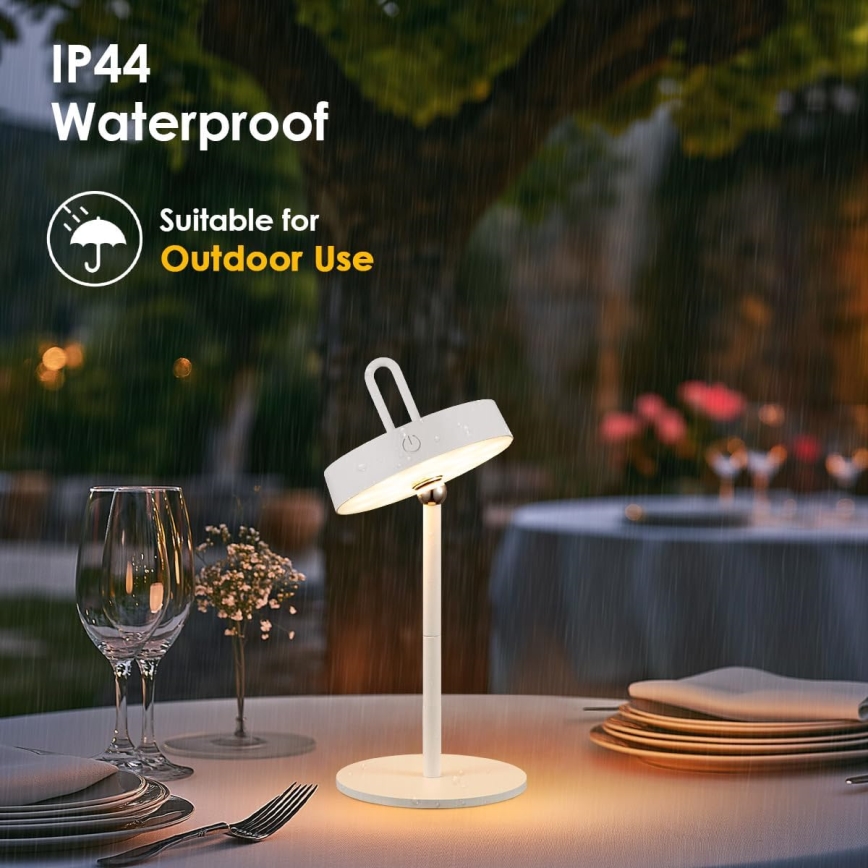 Lampada da tavolo LED dimmerabile ricaricabile a sfioramento per esterni GENTLE LED/1,5W/3,7V 3000 mAh IP44 bianca