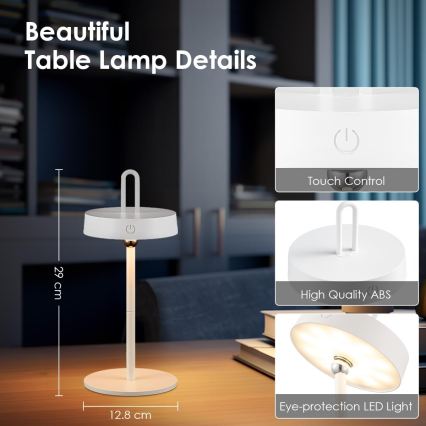 Lampada da tavolo LED dimmerabile ricaricabile a sfioramento per esterni GENTLE LED/1,5W/3,7V 3000 mAh IP44 bianca