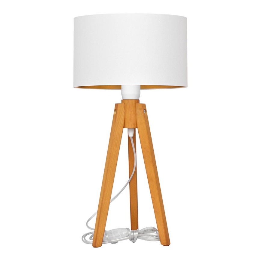 Lampada da tavolo ALBA 1xE27/15W/230V bianco/oro/quercia