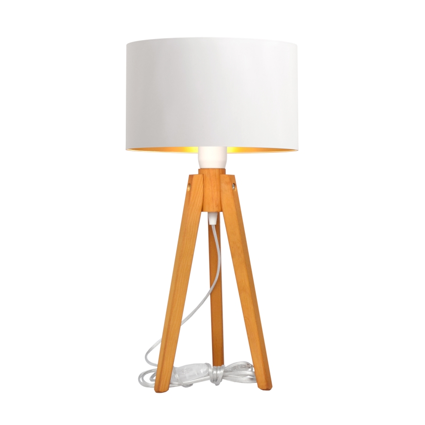 Lampada da tavolo ALBA 1xE27/15W/230V bianco/oro/quercia
