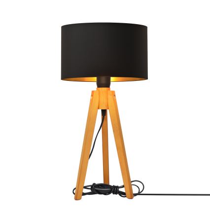 Lampada da tavolo ALBA 1xE27/15W/230V nero/oro/quercia