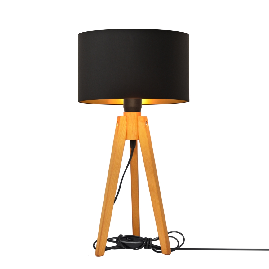 Lampada da tavolo ALBA 1xE27/15W/230V nero/oro/quercia