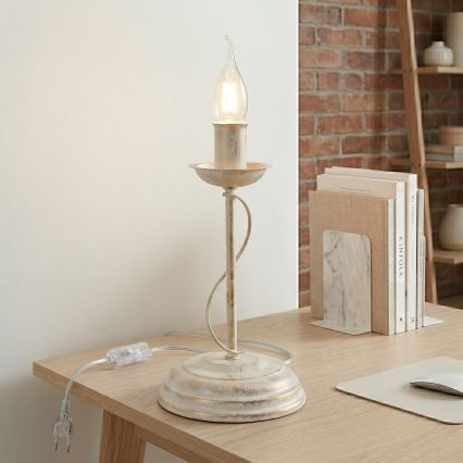 Lampada da tavolo ANTON 1xE14/60W/230V bianco patinato