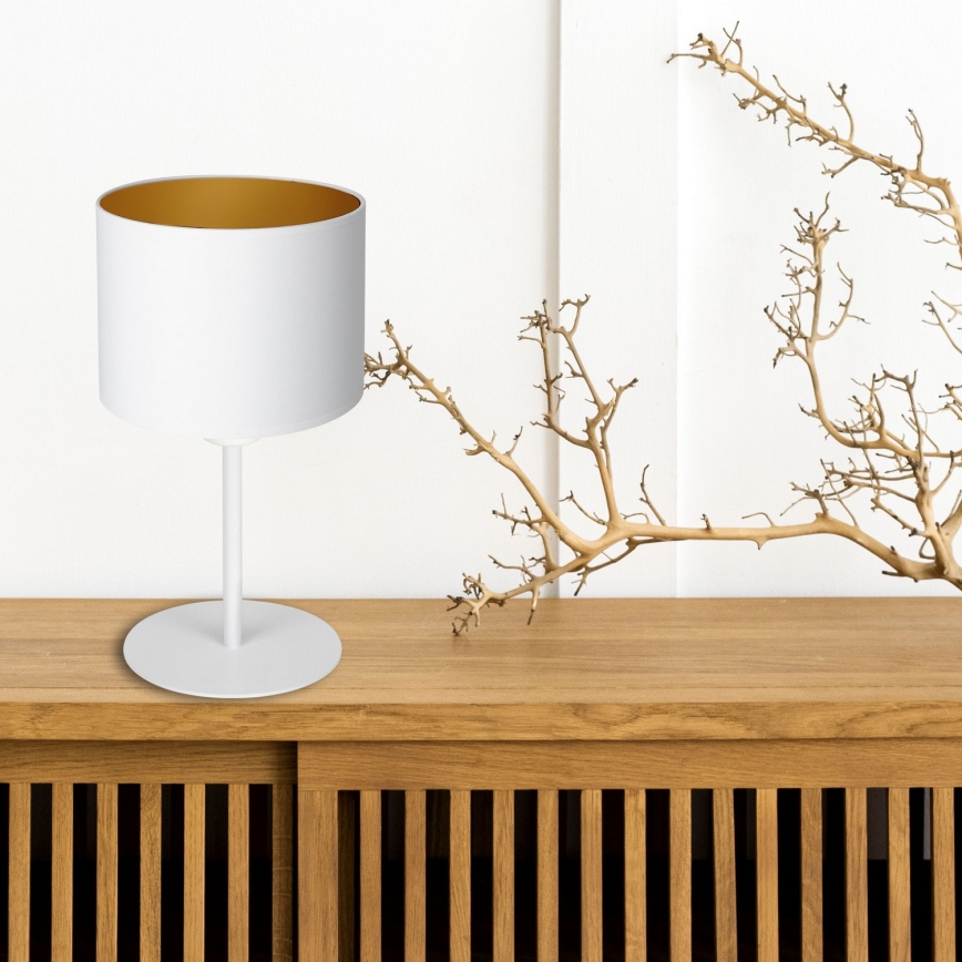Lampada da tavolo ARDEN 1xE27/60W/230V diametro 18 cm bianco/oro