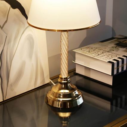Lampada da tavolo AYD 1xE27/40W/230V bianco/oro