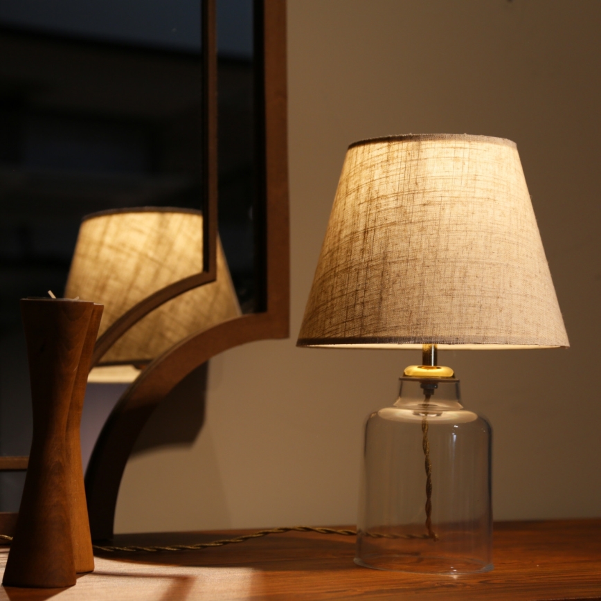 Lampada da tavolo AYD 1xE27/40W/230V grigia/trasparente