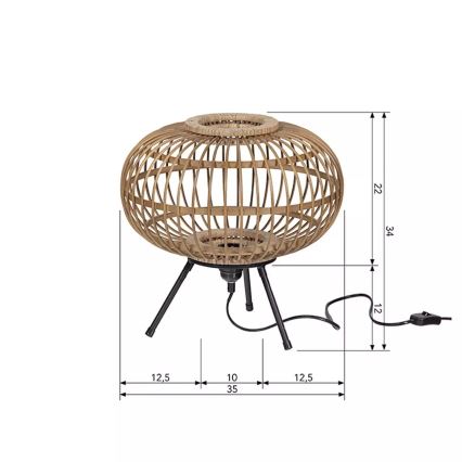 Lampada da tavolo BASICLABEL 1xE27/40W/230V bambù