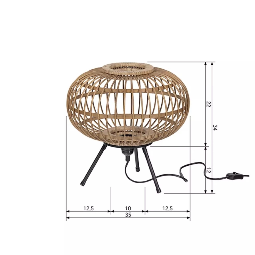 Lampada da tavolo BASICLABEL 1xE27/40W/230V bambù