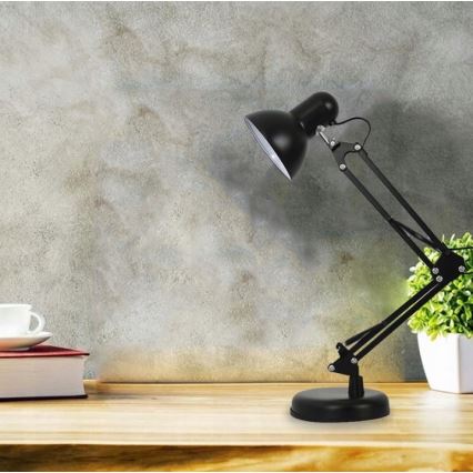 Lampada da tavolo con clip 2 in 1, 1xE27/60W/230V, nera
