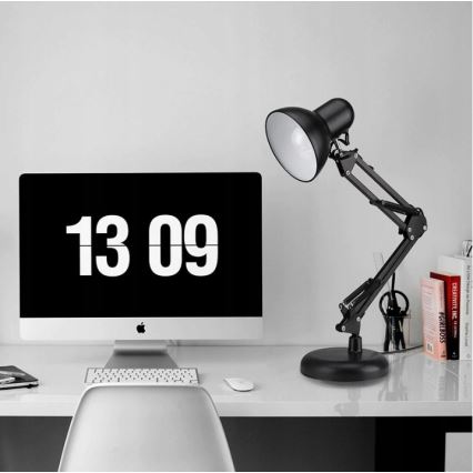 Lampada da tavolo con clip 2 in 1, 1xE27/60W/230V, nera