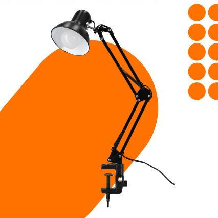 Lampada da tavolo con morsetto 1xE27/60W/230V nera