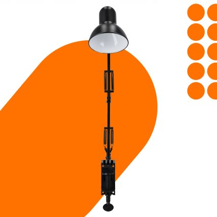 Lampada da tavolo con morsetto 1xE27/60W/230V nera