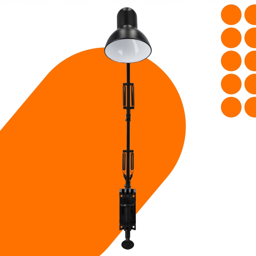 Lampada da tavolo con morsetto 1xE27/60W/230V nera