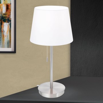Lampada da tavolo con porta USB LUDWIG 1xE27/40W/230V 50 cm bianco/cromo opaco