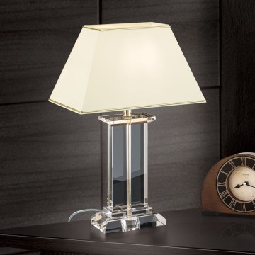 Lampada da tavolo di cristallo VERONIQUE 1xE27/60W/230V color crema/limpido