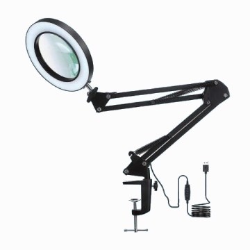 Lampada da tavolo dimmerabile LED con lente d'ingrandimento LED/22W/5V 4000-6000K nera