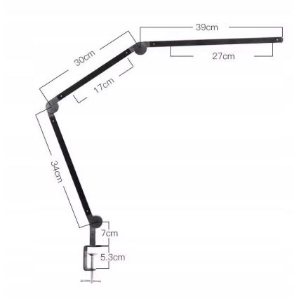 Lampada da tavolo LED dimmerabile a sfioramento, flessibile, con clip LED/12W/230V 3000/4000/6000K nera