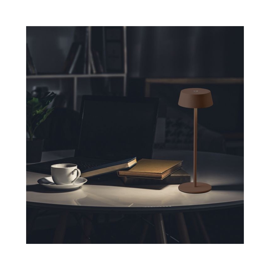 Lampada da tavolo LED da esterno dimmerabile touch ricaricabile LED/2W/5V 4400 mAh IP54 marrone