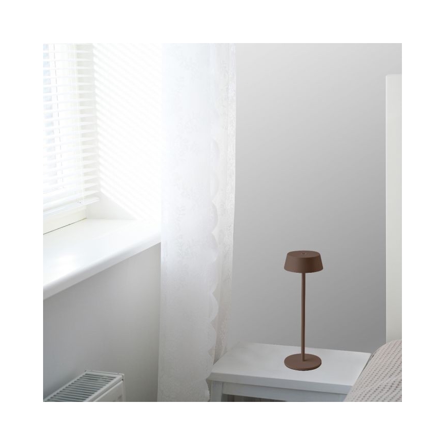 Lampada da tavolo LED da esterno dimmerabile touch ricaricabile LED/2W/5V 4400 mAh IP54 marrone