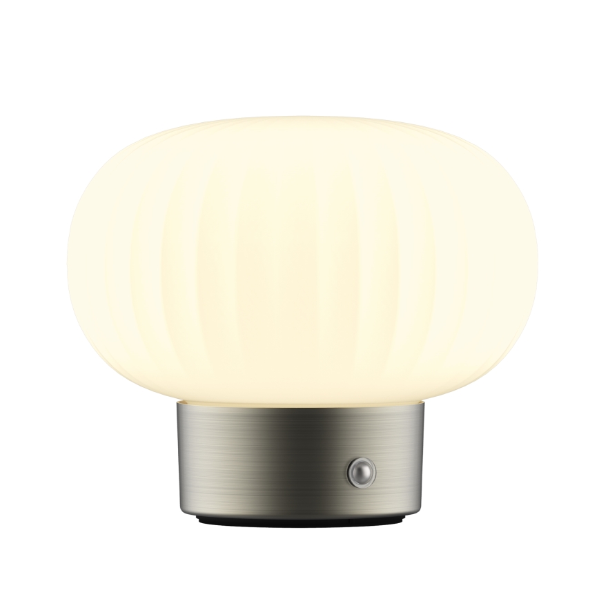 Lampada da tavolo LED dimmerabile con funzione Touch LATTE LED/1,8W/5V USB 2000 mAh cromo opaco/bianco