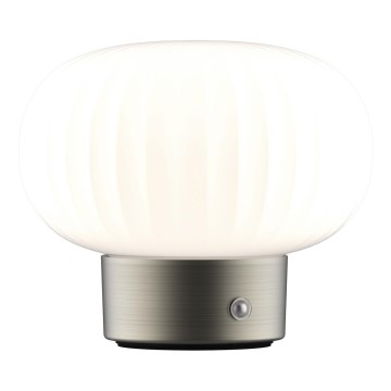 Lampada da tavolo LED dimmerabile con funzione Touch LATTE LED/1,8W/5V USB 2000 mAh cromo opaco/bianco