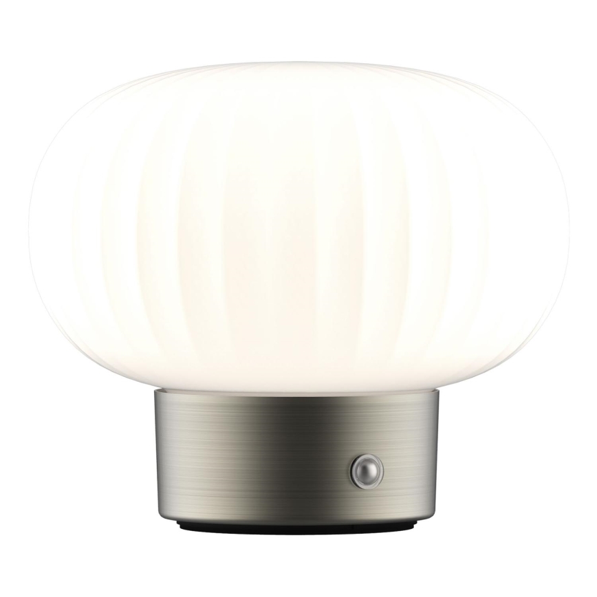 Lampada da tavolo LED dimmerabile con funzione Touch LATTE LED/1,8W/5V USB 2000 mAh cromo opaco/bianco