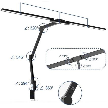 LED Dimmerabile touch flessibile lampada da tavolo POINTIQ LED/24W/230V 3000-6500K CRI 92 nero