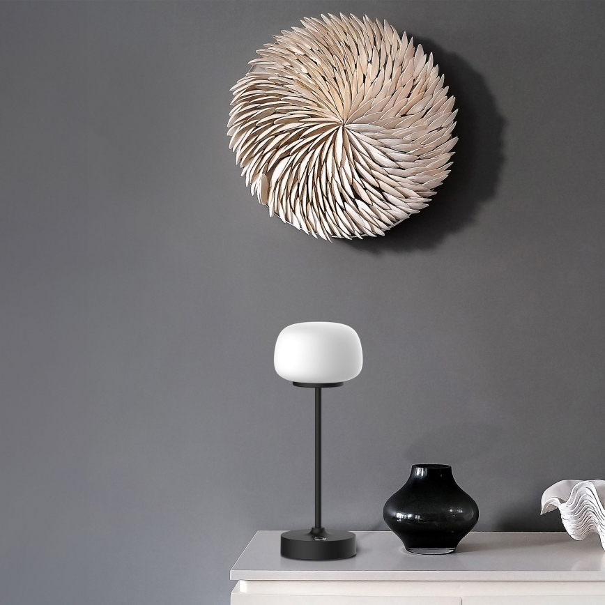 Lampada da tavolo LED dimmerabile con funzione Touch RIMINI LED/2W/5V USB 2000 mAh nero/bianco