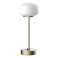 Lampada da tavolo LED dimmerabile con funzione Touch RIMINI LED/2W/5V USB 2000 mAh oro/bianco