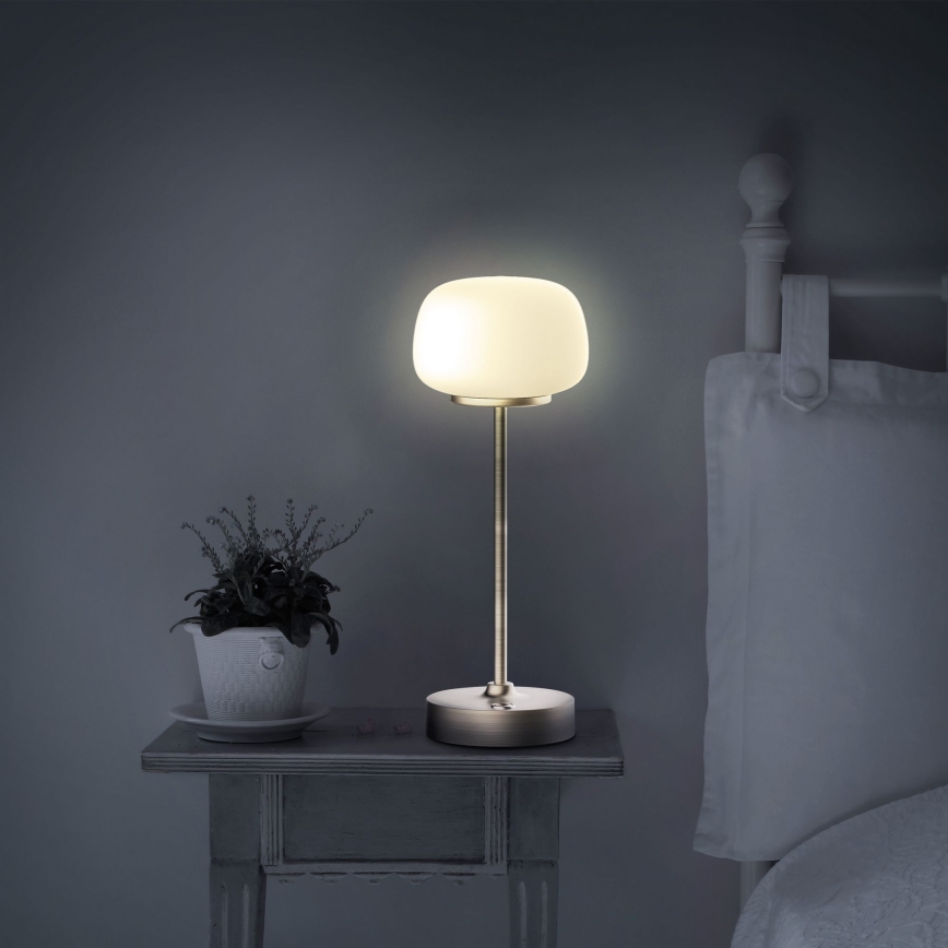 Lampada da tavolo LED dimmerabile con funzione Touch RIMINI LED/2W/5V USB 2000 mAh oro/bianco