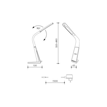 Lampada da tavolo LED dimmerabile con ricarica wireless	 e sensore LORD EVO LED/8W/230V 3000K/4500K/6000K nero