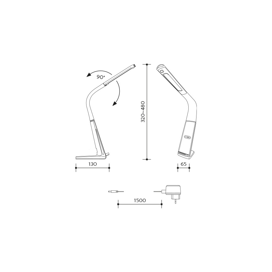 Lampada da tavolo LED dimmerabile con ricarica wireless	 e sensore LORD EVO LED/8W/230V 3000K/4500K/6000K nero