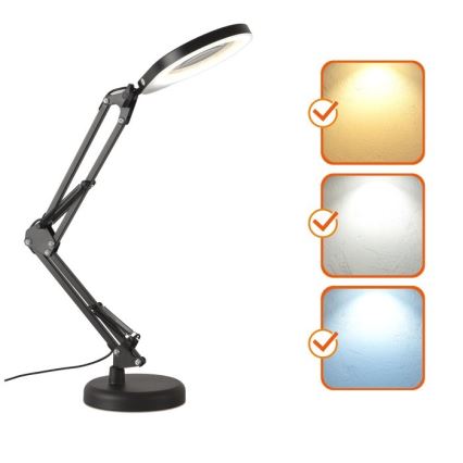 Lampada da tavolo LED dimmerabile con una lente d'ingrandimento 2in1 AURIQ LOUPE LED/10W/5V 3000/4000/6500K nero