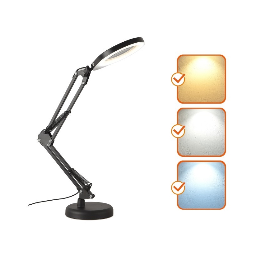 Lampada da tavolo LED dimmerabile con una lente d'ingrandimento 2in1 AURIQ LOUPE LED/10W/5V 3000/4000/6500K nero