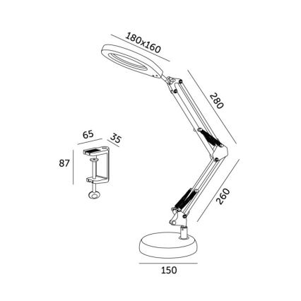Lampada da tavolo LED dimmerabile con una lente d'ingrandimento 2in1 AURIQ LOUPE LED/10W/5V 3000/4000/6500K nero