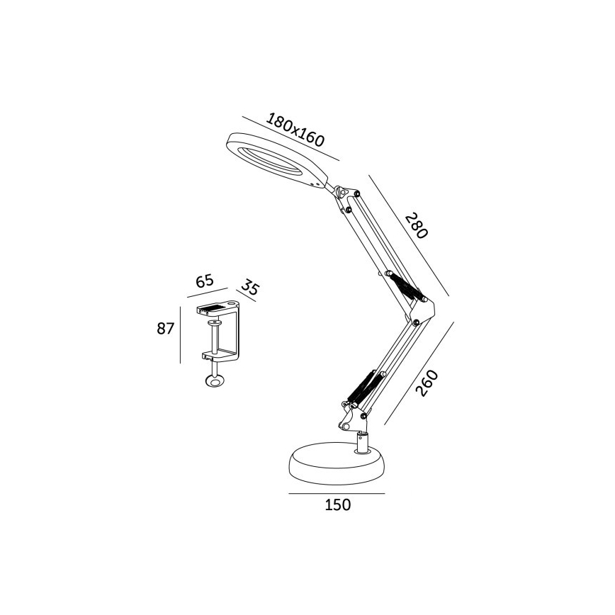 Lampada da tavolo LED dimmerabile con una lente d'ingrandimento 2in1 AURIQ LOUPE LED/10W/5V 3000/4000/6500K nero